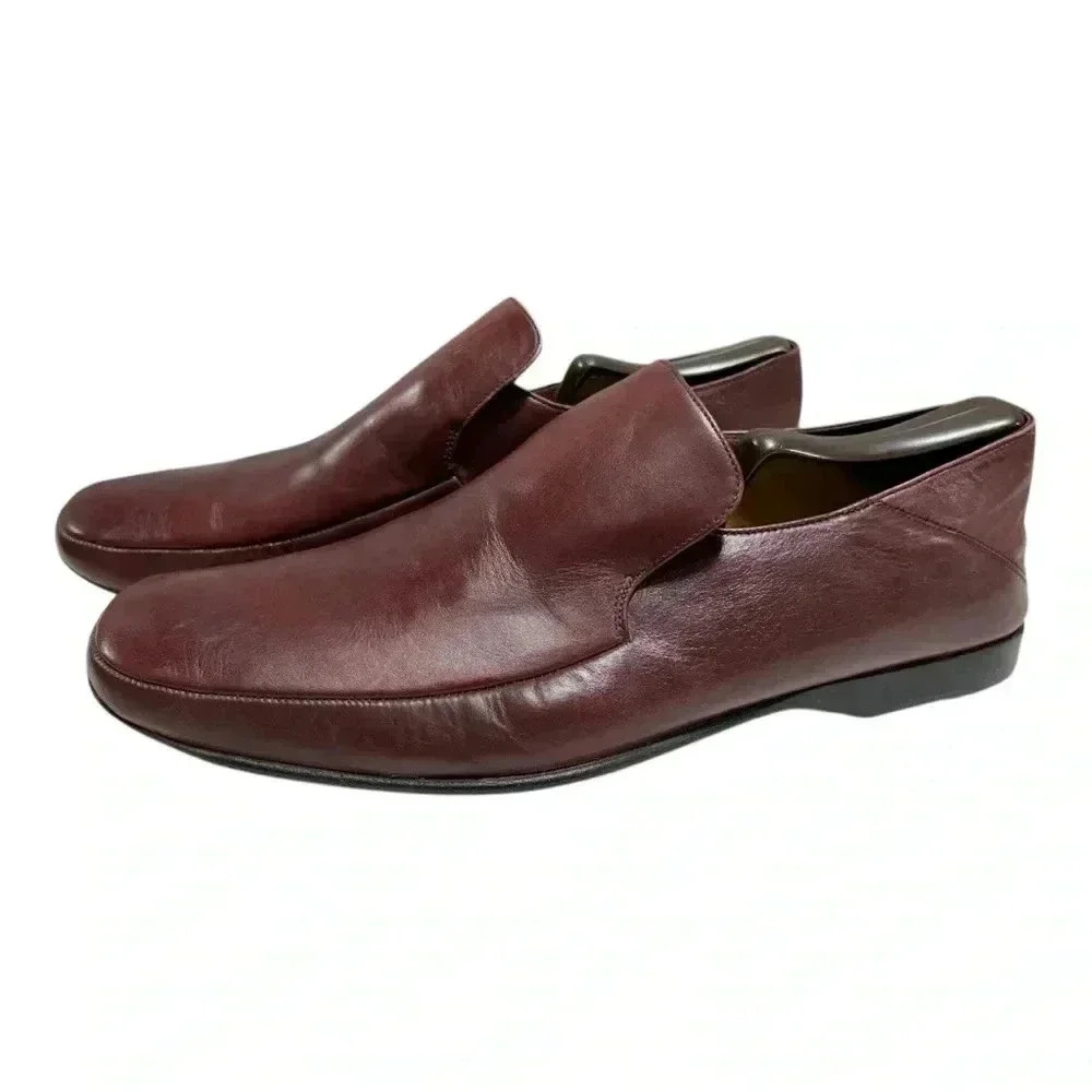 Bally Vintage Deadstock Oxblood Leather Slip On Square Toe Loafers. Size 10.5